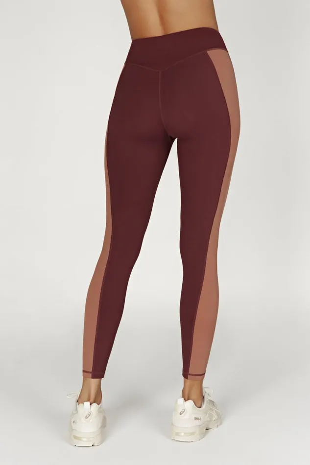 Women Meshki Bottoms Libby Two Tone Panel Leggings 8211 MahoganyTan