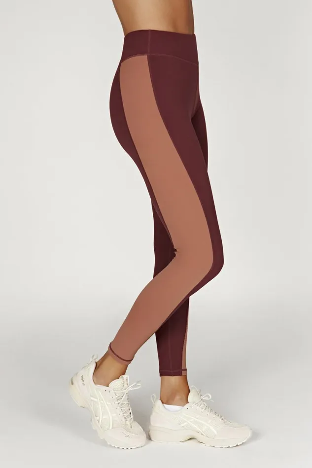 Women Meshki Bottoms Libby Two Tone Panel Leggings 8211 MahoganyTan