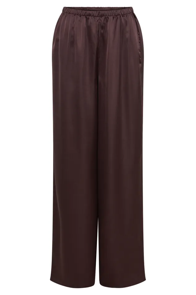 Women Meshki Bottoms Marciela Satin Straight Leg Pant 8211 Dark Chocolate