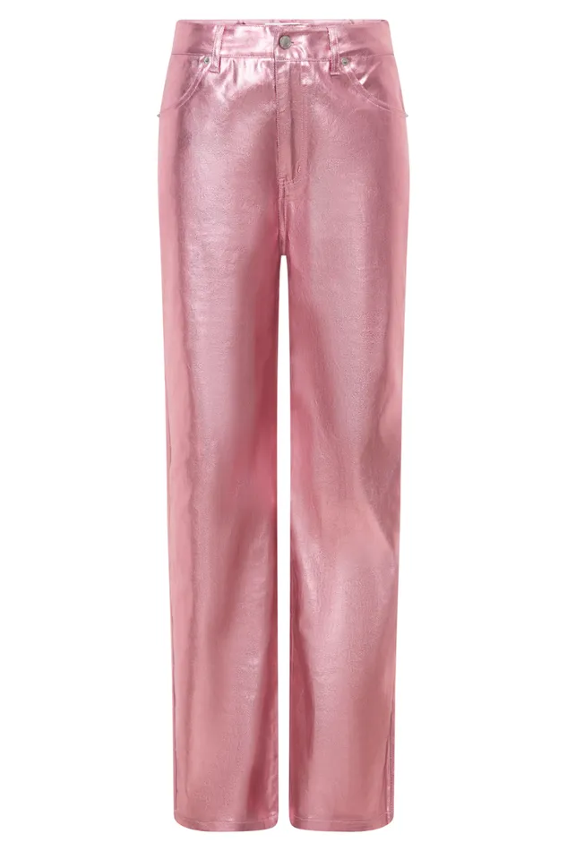 Women Meshki Bottoms Minnie Metallic Straight Jean 8211 Metallic Pink
