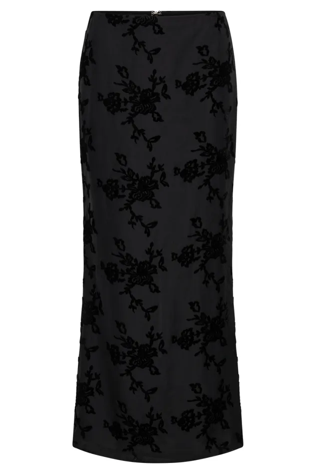 Women Meshki Bottoms Mona Burnout Velvet Maxi Skirt 8211 Black