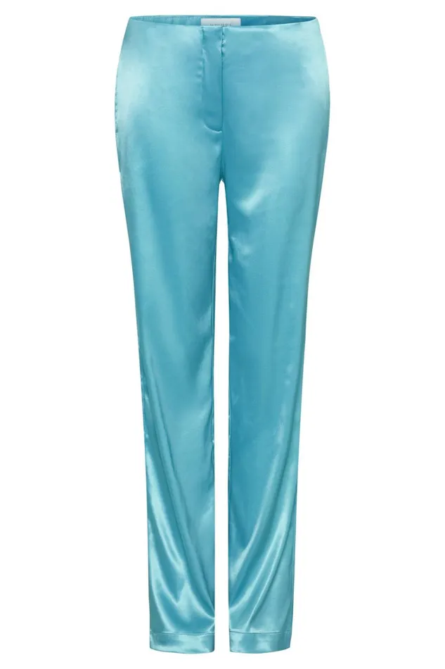 Women Meshki Bottoms Nicolette Low Rise Satin Pants 8211 Aquamarine Women Meshki Bottoms Nicolette Low Rise Satin Pants 8211 Aquamarine