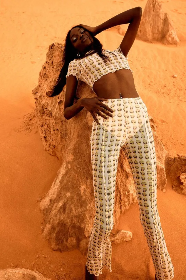 Women Meshki Bottoms Nora Mesh Straight Leg Pant 8211 Alien Print