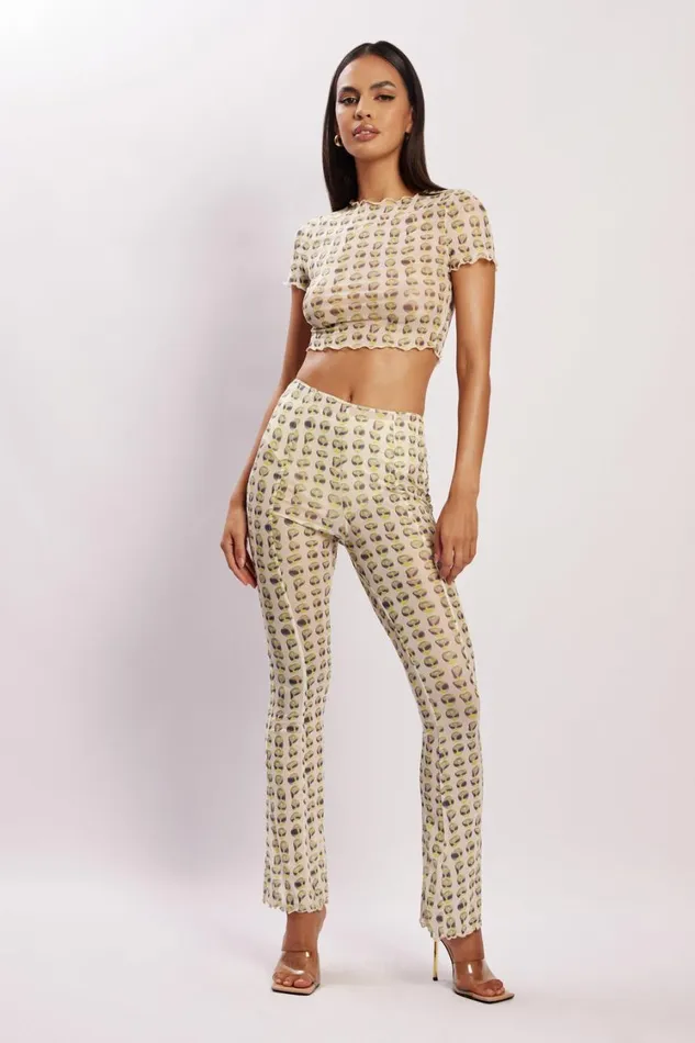 Women Meshki Bottoms Nora Mesh Straight Leg Pant 8211 Alien Print Women Meshki Bottoms Nora Mesh Straight Leg Pant 8211 Alien Print