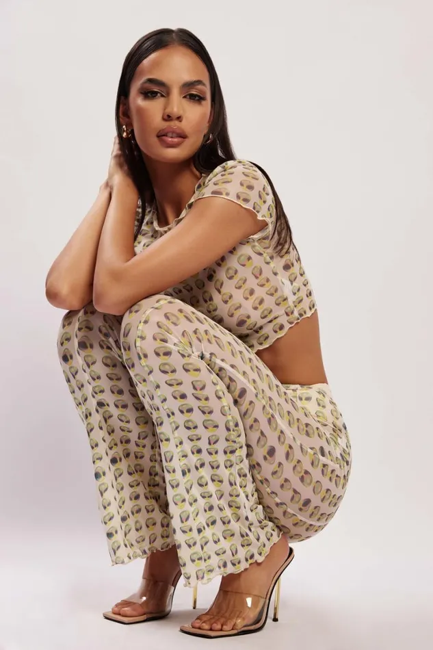 Women Meshki Bottoms Nora Mesh Straight Leg Pant 8211 Alien Print Women Meshki Bottoms Nora Mesh Straight Leg Pant 8211 Alien Print