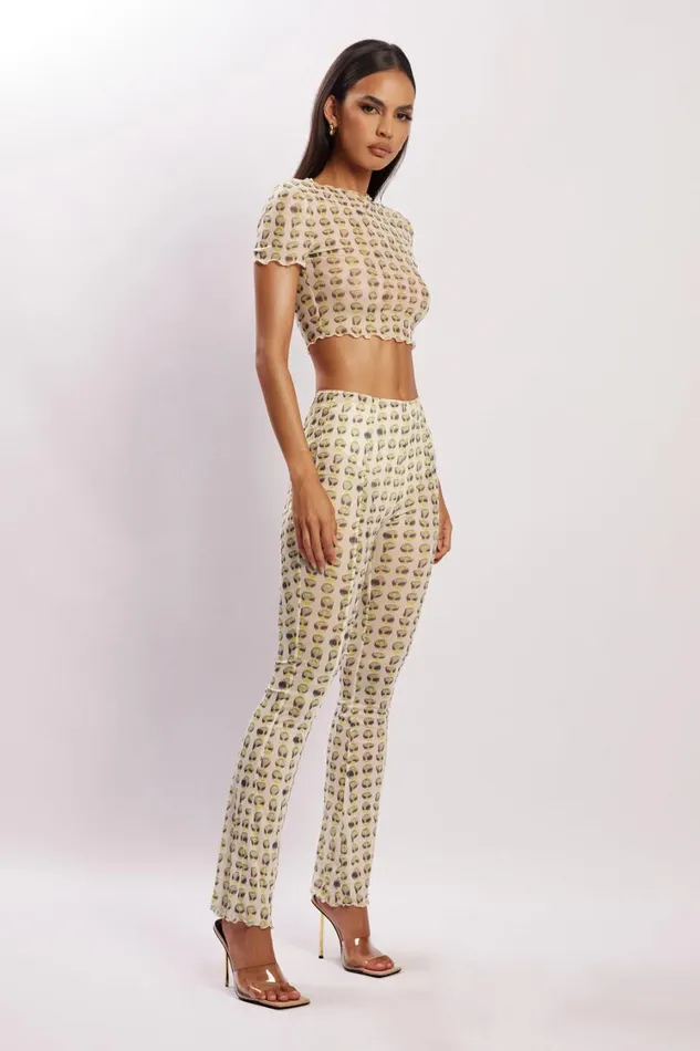 Women Meshki Bottoms Nora Mesh Straight Leg Pant 8211 Alien Print Women Meshki Bottoms Nora Mesh Straight Leg Pant 8211 Alien Print