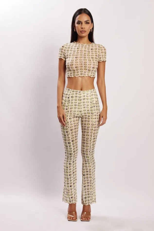 Women Meshki Bottoms Nora Mesh Straight Leg Pant 8211 Alien Print Women Meshki Bottoms Nora Mesh Straight Leg Pant 8211 Alien Print