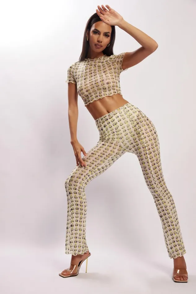 Women Meshki Bottoms Nora Mesh Straight Leg Pant 8211 Alien Print Women Meshki Bottoms Nora Mesh Straight Leg Pant 8211 Alien Print