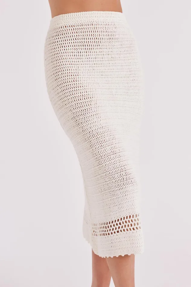 Women Meshki Bottoms Paris Crochet Midi Skirt 8211 Ivory