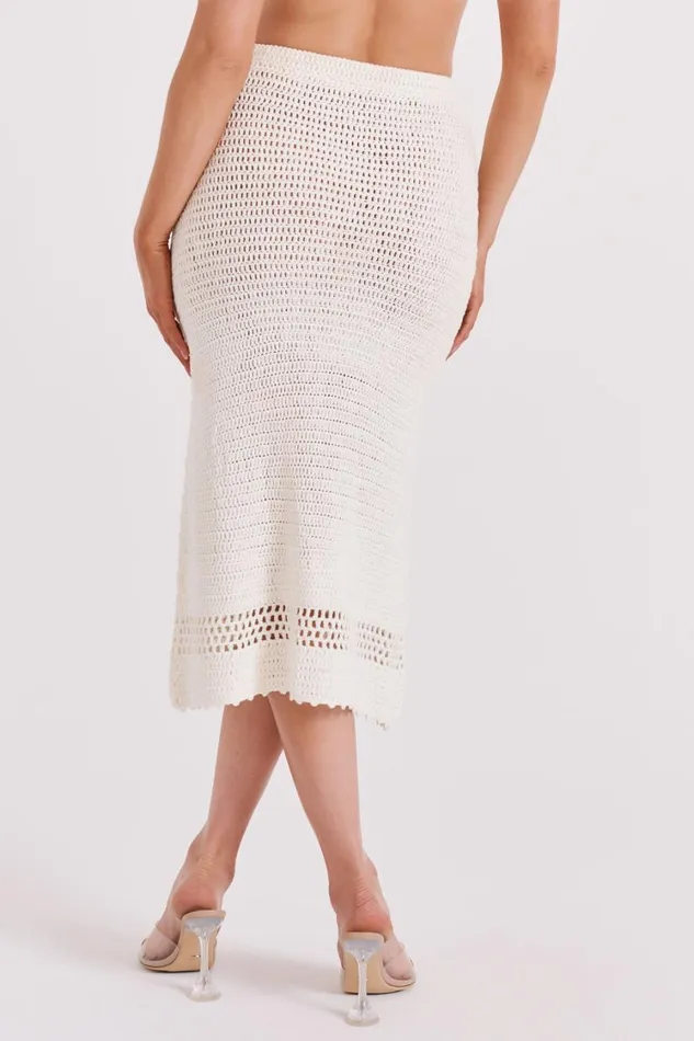 Women Meshki Bottoms Paris Crochet Midi Skirt 8211 Ivory