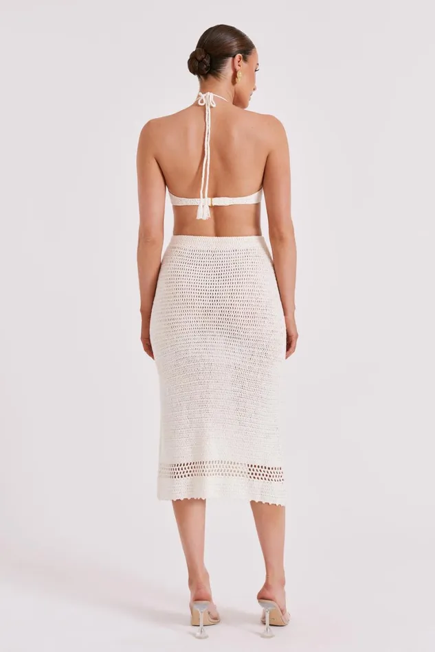 Women Meshki Bottoms Paris Crochet Midi Skirt 8211 Ivory