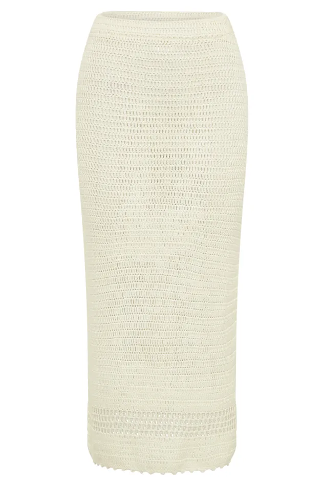 Women Meshki Bottoms Paris Crochet Midi Skirt 8211 Ivory