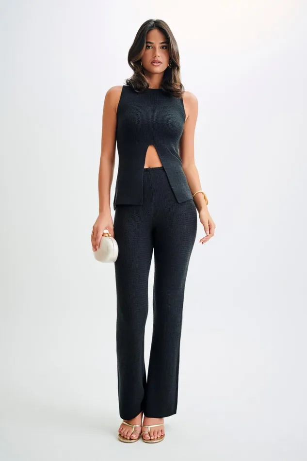 Women Meshki Bottoms Ridley Straight Leg Knit Pant 8211 Black