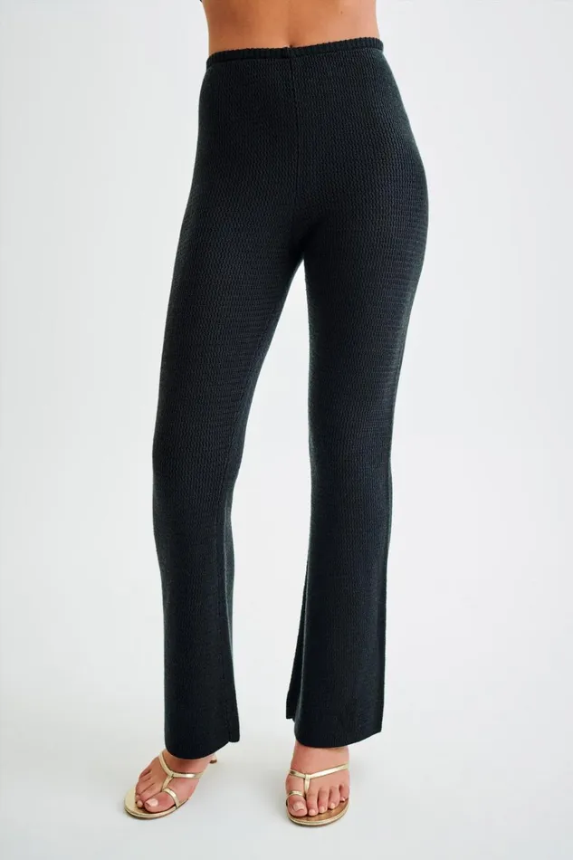 Women Meshki Bottoms Ridley Straight Leg Knit Pant 8211 Black