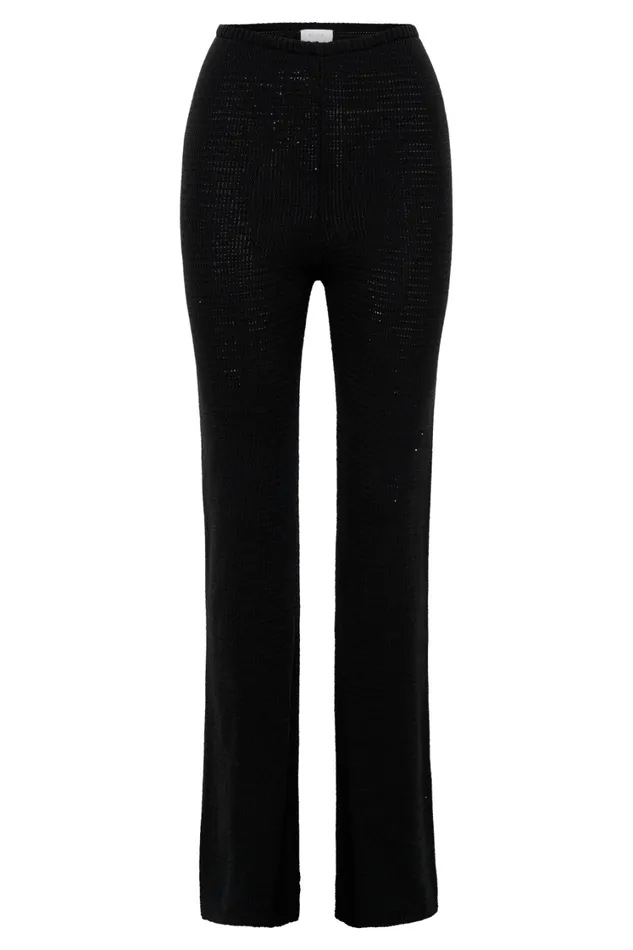 Women Meshki Bottoms Ridley Straight Leg Knit Pant 8211 Black