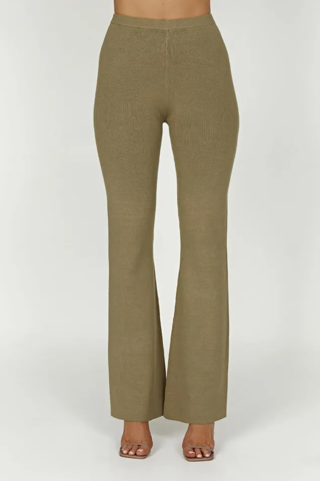 Women Meshki Bottoms Rosetta Flare Knit Pants 8211 Olive
