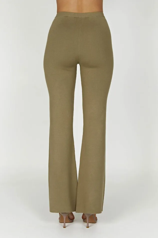 Women Meshki Bottoms Rosetta Flare Knit Pants 8211 Olive