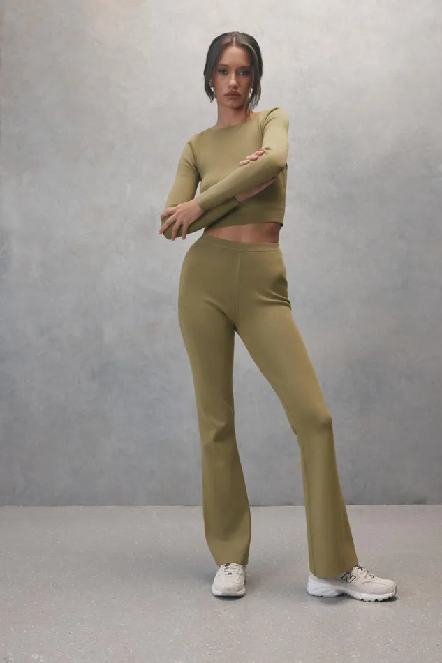 Women Meshki Bottoms Rosetta Flare Knit Pants 8211 Olive