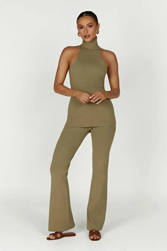 Women Meshki Bottoms Rosetta Flare Knit Pants 8211 Olive
