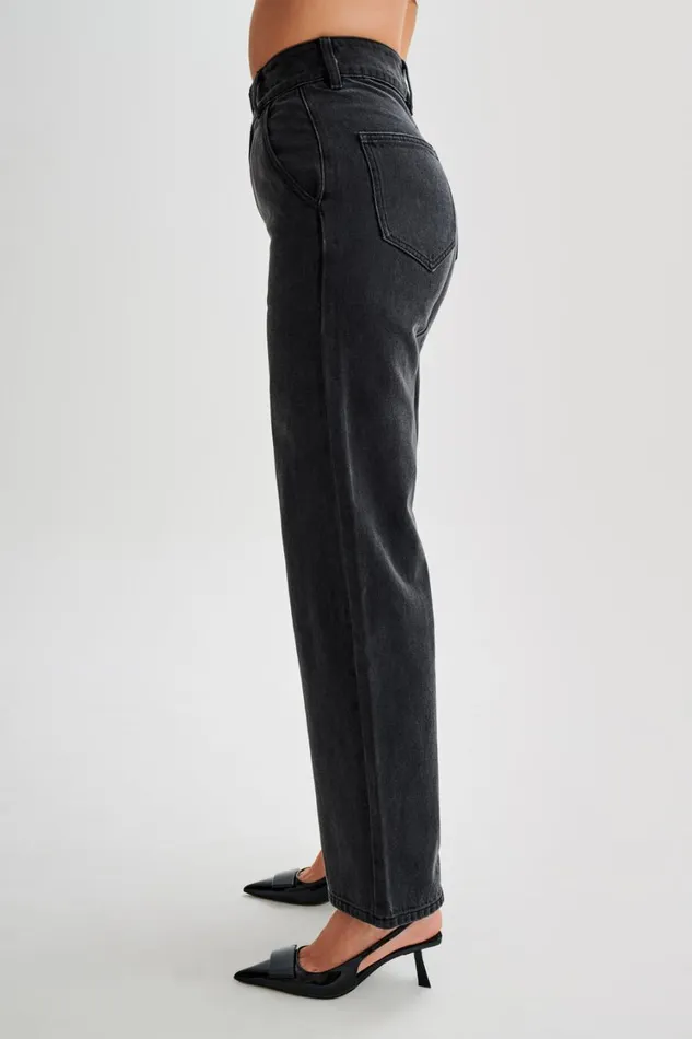 Women Meshki Bottoms Roxy Wide Leg High Waist Denim Jeans 8211 Washed Black