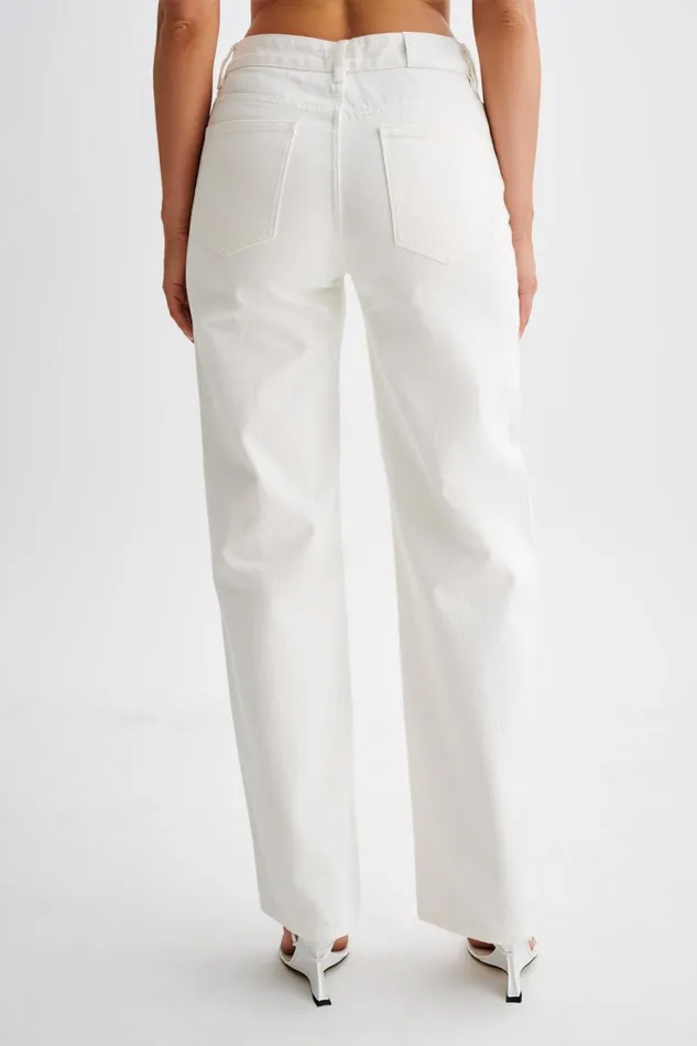 Women Meshki Bottoms Roxy Wide Leg High Waist Denim Jeans 8211 White