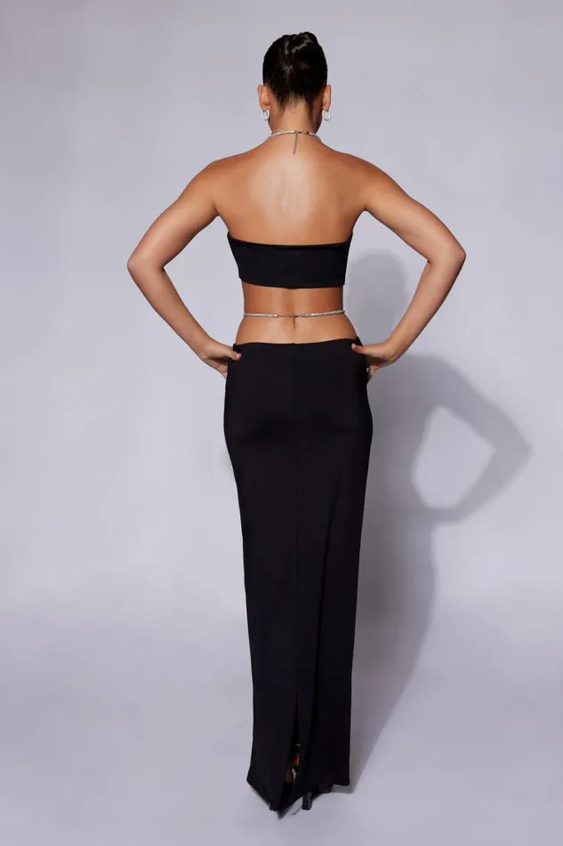 Women Meshki Bottoms Ruby Diamante Rope Ruched Maxi Skirt 8211 Black Women Meshki Bottoms Ruby Diamante Rope Ruched Maxi Skirt 8211 Black