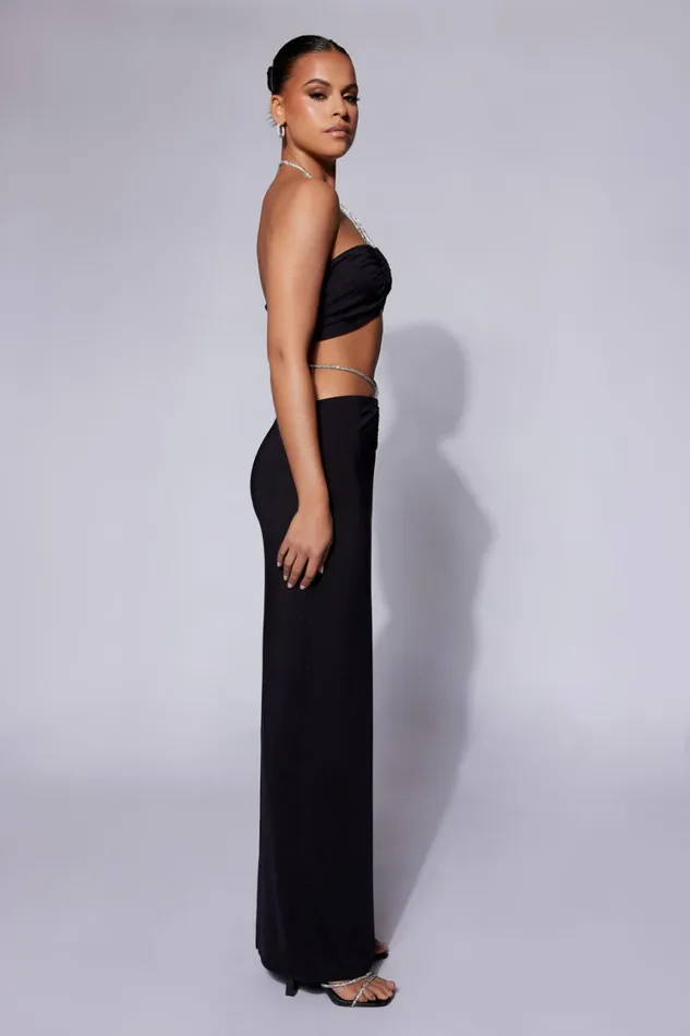Women Meshki Bottoms Ruby Diamante Rope Ruched Maxi Skirt 8211 Black Women Meshki Bottoms Ruby Diamante Rope Ruched Maxi Skirt 8211 Black