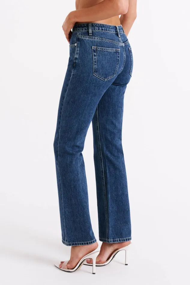 Women Meshki Bottoms Stephy Low Rise Straight Leg Denim Jean 8211 Dark Blue