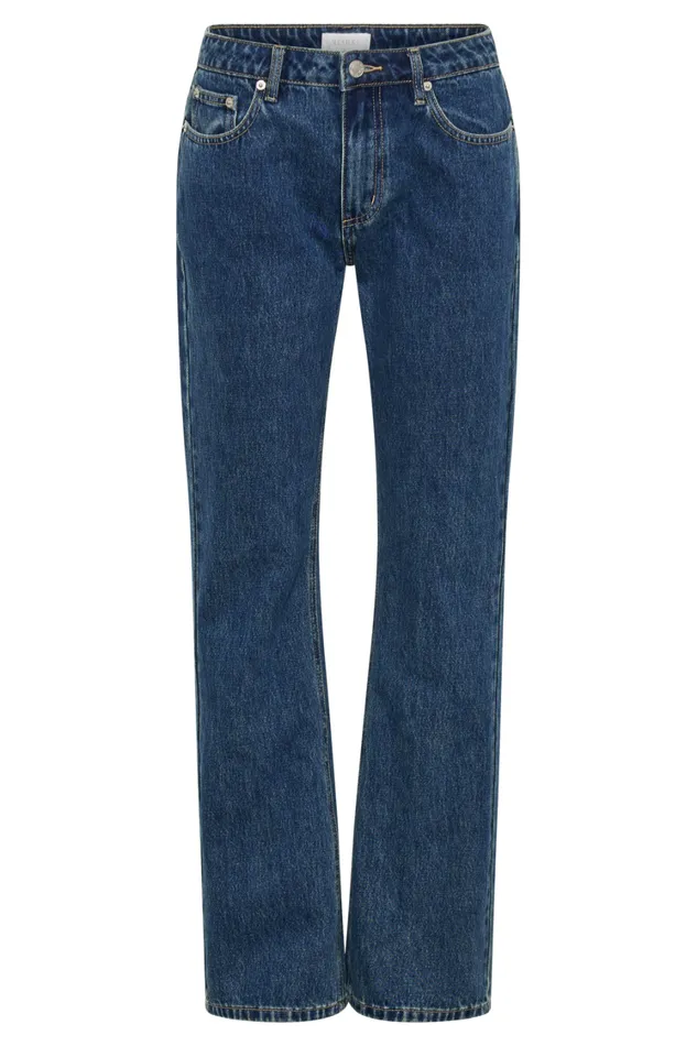 Women Meshki Bottoms Stephy Low Rise Straight Leg Denim Jean 8211 Dark Blue