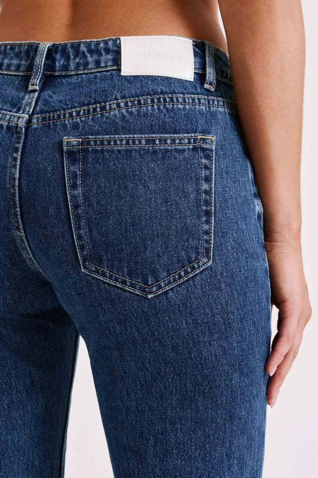 Women Meshki Bottoms Stephy Low Rise Straight Leg Denim Jean 8211 Dark Blue