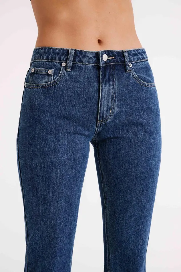 Women Meshki Bottoms Stephy Low Rise Straight Leg Denim Jean 8211 Dark Blue