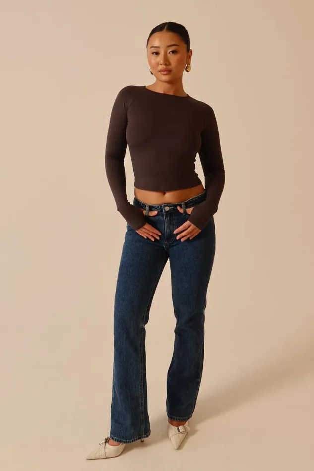Women Meshki Bottoms Stephy Low Rise Straight Leg Denim Jean 8211 Dark Blue