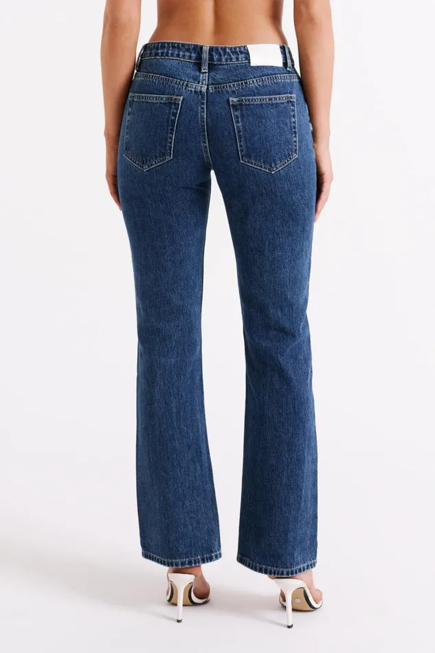 Women Meshki Bottoms Stephy Low Rise Straight Leg Denim Jean 8211 Dark Blue