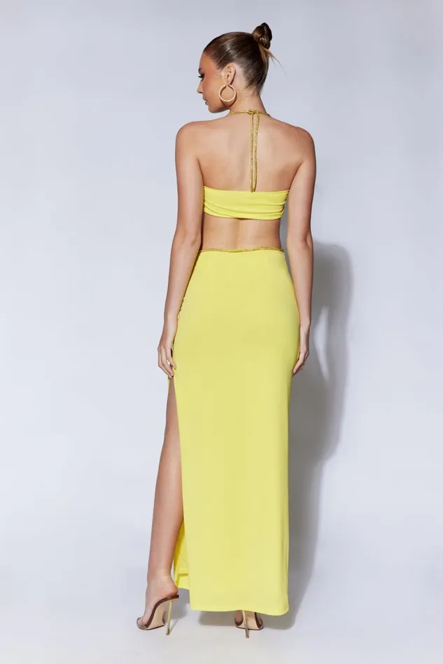 Women Meshki Bottoms Sweeney Diamante Maxi Skirt With Split 8211 Chartreuse Women Meshki Bottoms Sweeney Diamante Maxi Skirt With Split 8211 Chartreuse