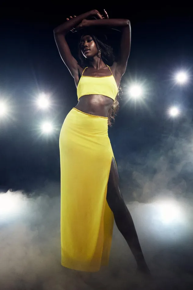Women Meshki Bottoms Sweeney Diamante Maxi Skirt With Split 8211 Chartreuse Women Meshki Bottoms Sweeney Diamante Maxi Skirt With Split 8211 Chartreuse