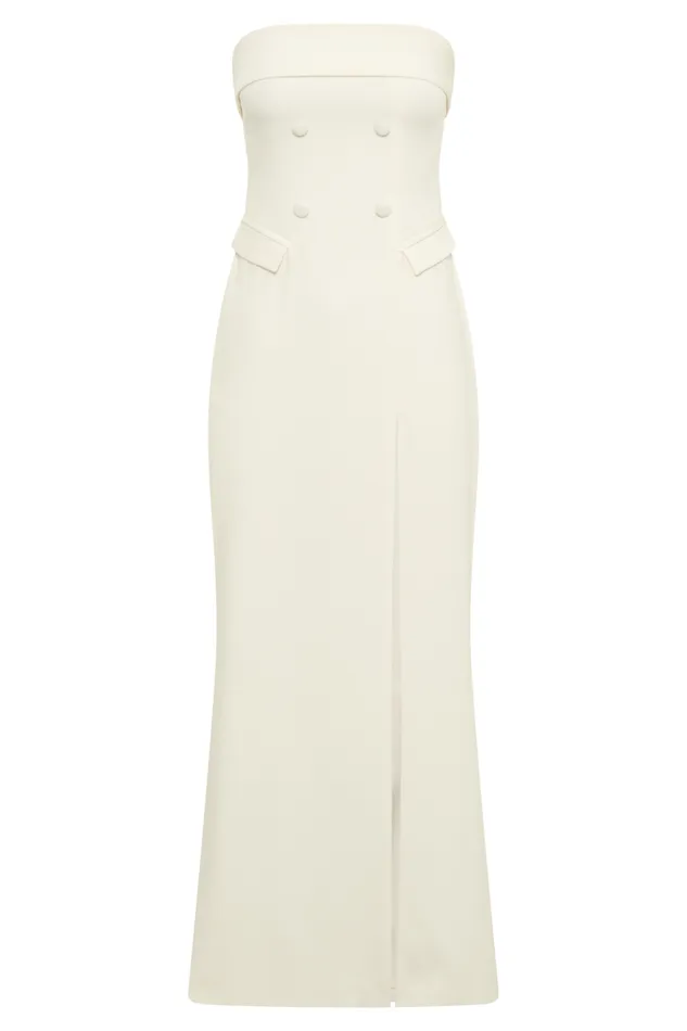 Women Meshki Dresses Abbie Strapless Suiting Maxi Dress 8211 Ivory Women Meshki Dresses Abbie Strapless Suiting Maxi Dress 8211 Ivory