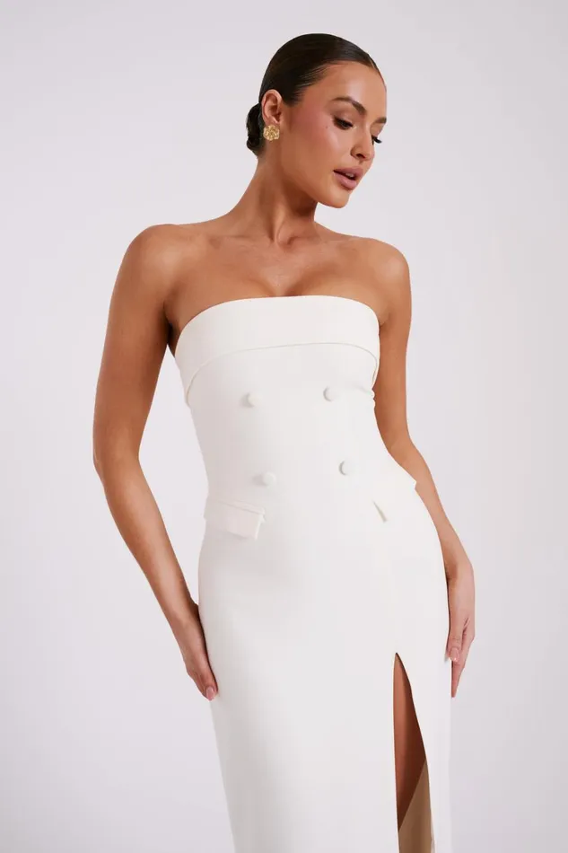 Women Meshki Dresses Abbie Strapless Suiting Maxi Dress 8211 Ivory Women Meshki Dresses Abbie Strapless Suiting Maxi Dress 8211 Ivory