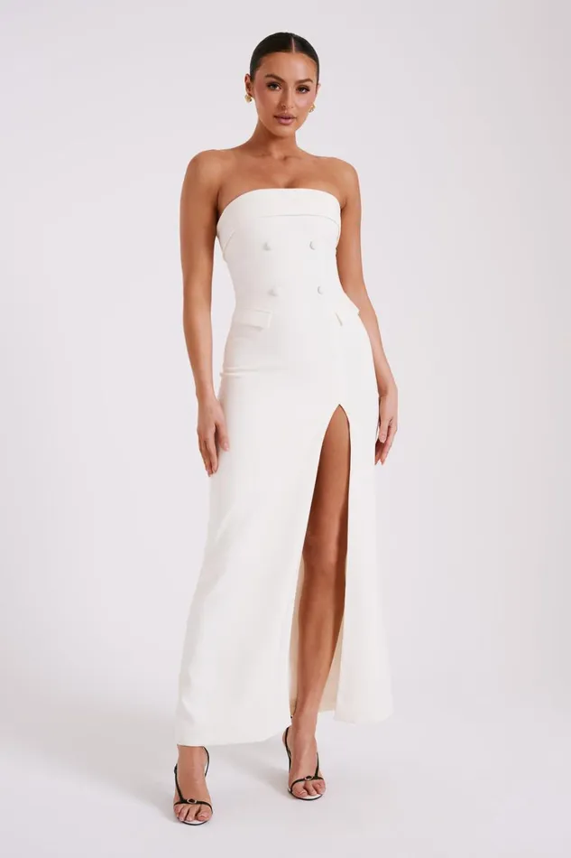 Women Meshki Dresses Abbie Strapless Suiting Maxi Dress 8211 Ivory Women Meshki Dresses Abbie Strapless Suiting Maxi Dress 8211 Ivory
