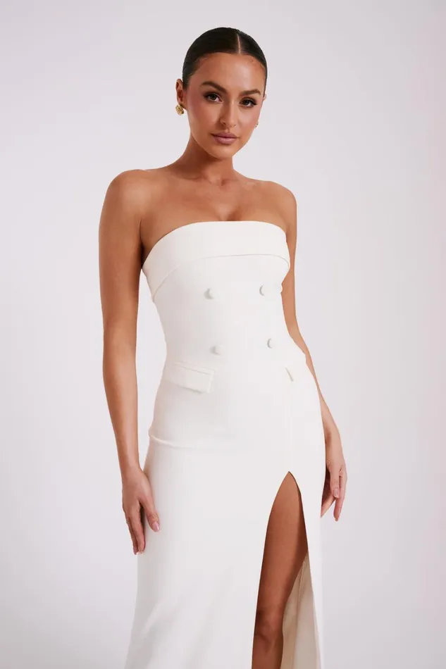 Women Meshki Dresses Abbie Strapless Suiting Maxi Dress 8211 Ivory Women Meshki Dresses Abbie Strapless Suiting Maxi Dress 8211 Ivory