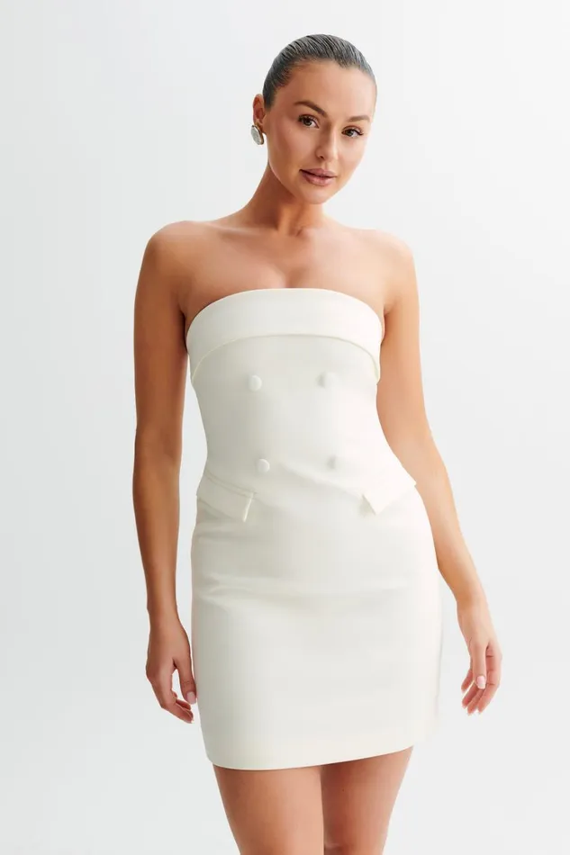 Women Meshki Dresses Abbie Strapless Suiting Mini Dress 8211 Ivory