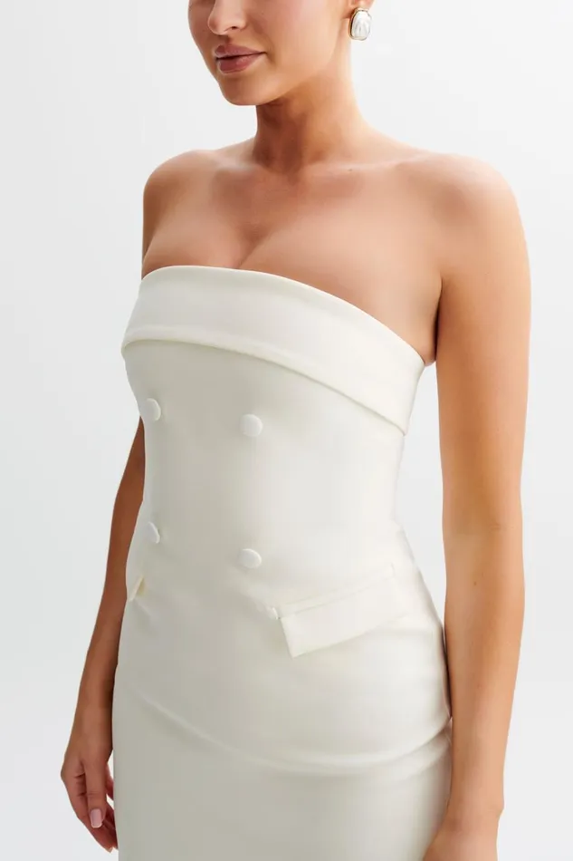 Women Meshki Dresses Abbie Strapless Suiting Mini Dress 8211 Ivory