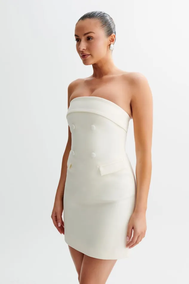 Women Meshki Dresses Abbie Strapless Suiting Mini Dress 8211 Ivory