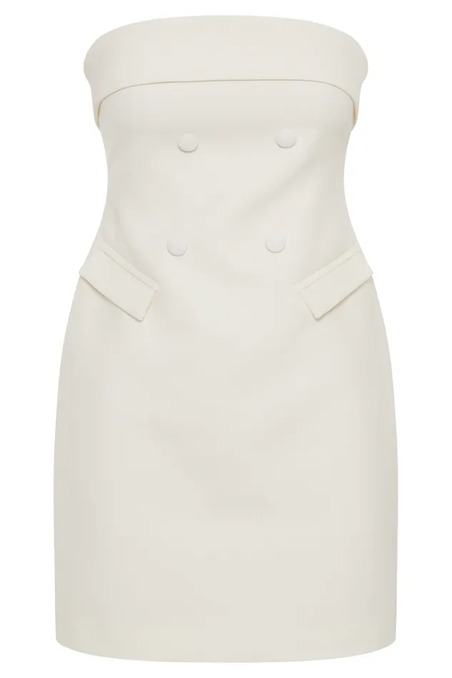 Women Meshki Dresses Abbie Strapless Suiting Mini Dress 8211 Ivory