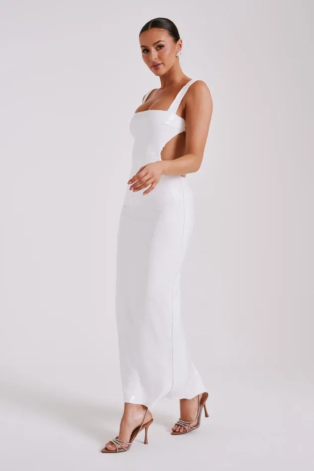 Women Meshki Dresses Adoria Sequin Cut Out Maxi Dress 8211 White
