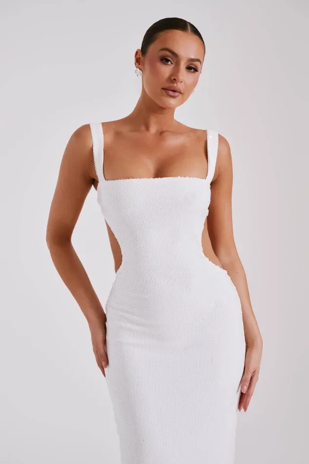 Women Meshki Dresses Adoria Sequin Cut Out Maxi Dress 8211 White