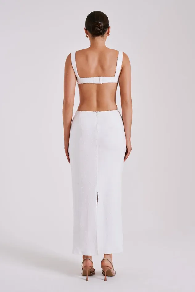 Women Meshki Dresses Adoria Sequin Cut Out Maxi Dress 8211 White