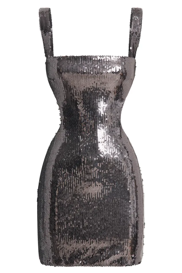 Women Meshki Dresses Adoria Sequin Cut Out Mini Dress 8211 Charcoal