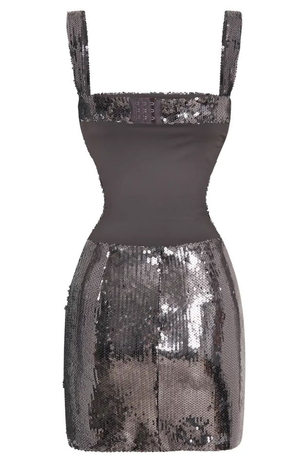 Women Meshki Dresses Adoria Sequin Cut Out Mini Dress 8211 Charcoal