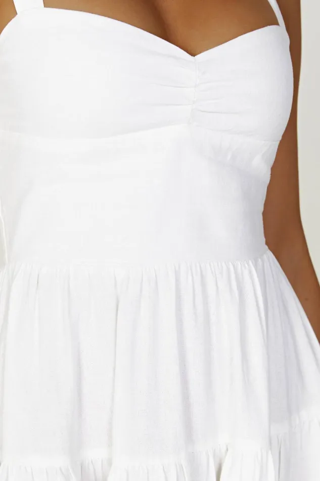 Women Meshki Dresses Adriana Linen Midi Dress 8211 White