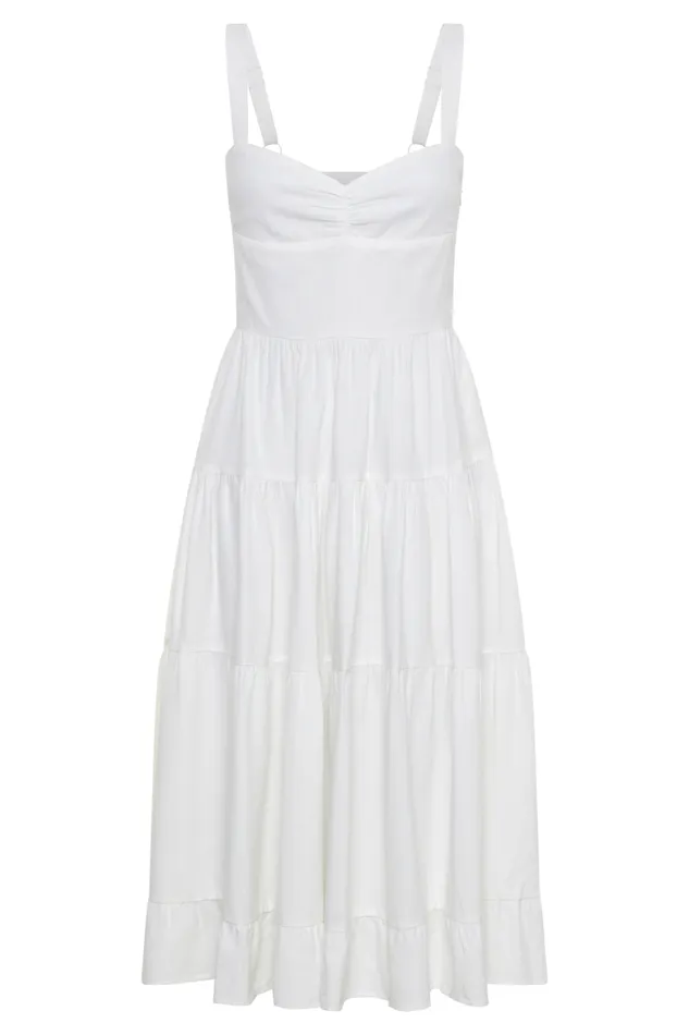 Women Meshki Dresses Adriana Linen Midi Dress 8211 White